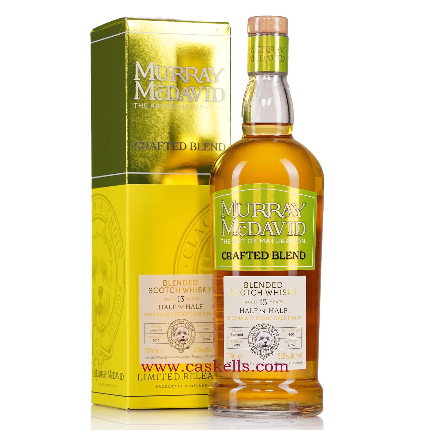 Murray McDavid - Crafted Blend, Half n Half 13y, 2010-2014, Spey Valley Stout Cask Finish, Lowland region blended scotch whisky, 51.5%, 660b