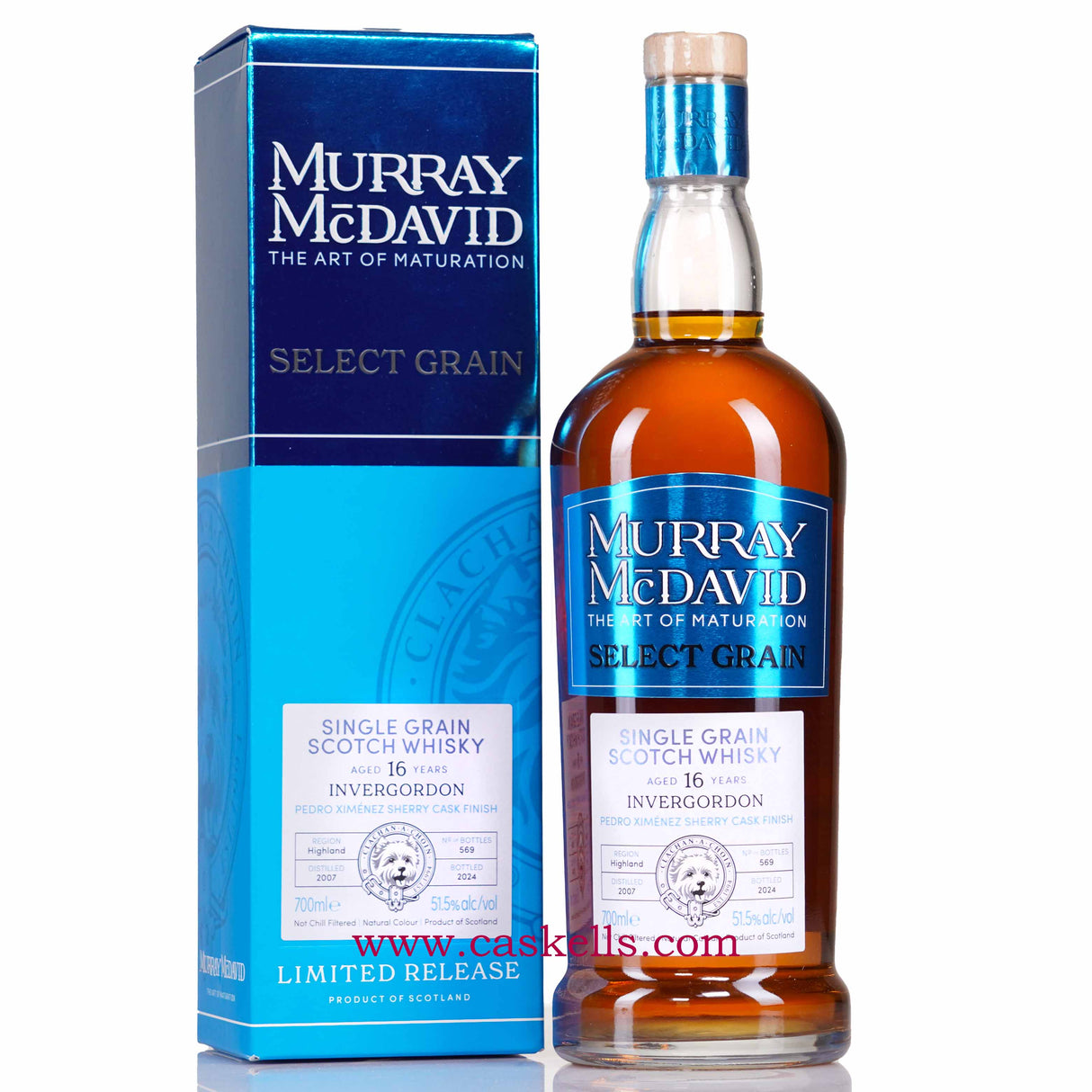 Murray McDavid - Select Grain, Invergordon 16y, 2007-2024, PX sherry cask finish, 51.5%, 569b, single grain scotch whisky