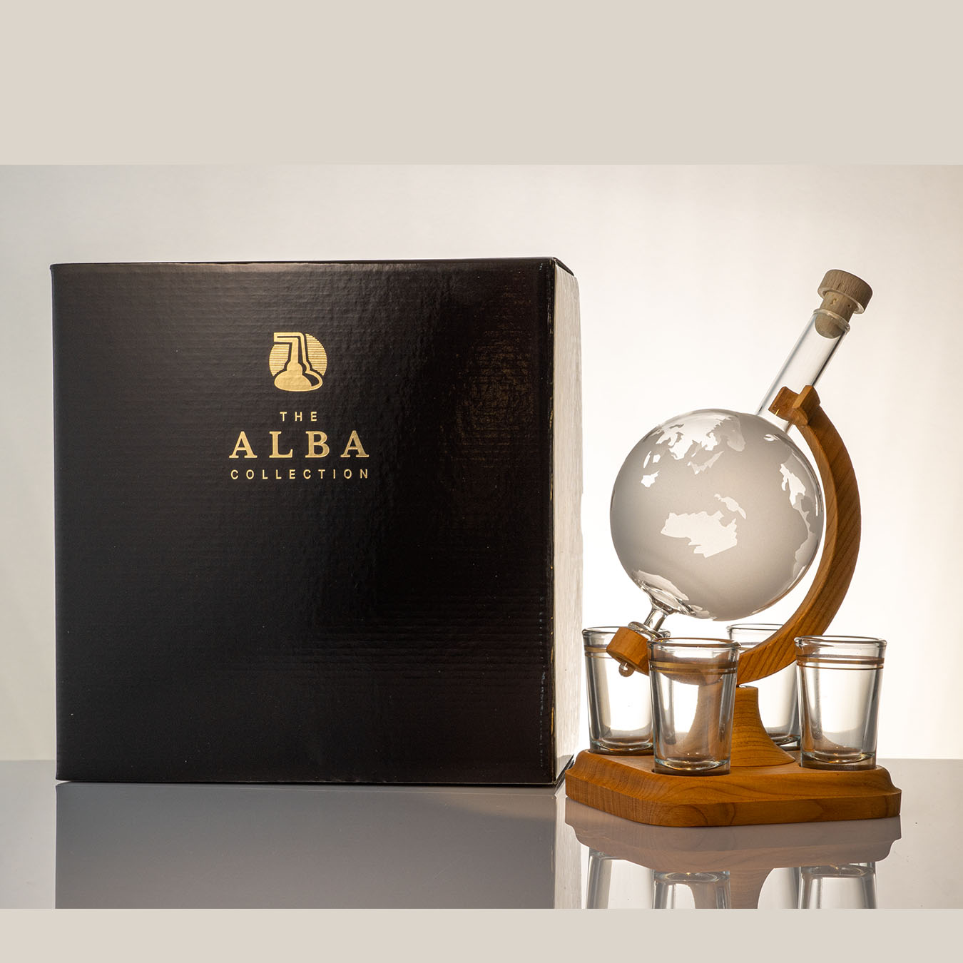 Alba Collection - Globe, with 4 shot glass, 350ml vol